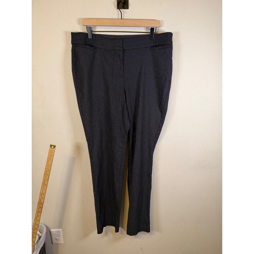 Lane Bryant Womens Dress Pants The Allie Pinstripe Black 16 Regular